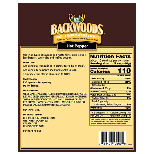LEM® Backwoods® High-Temp Hot Pepper Cheese - 1 lb
808