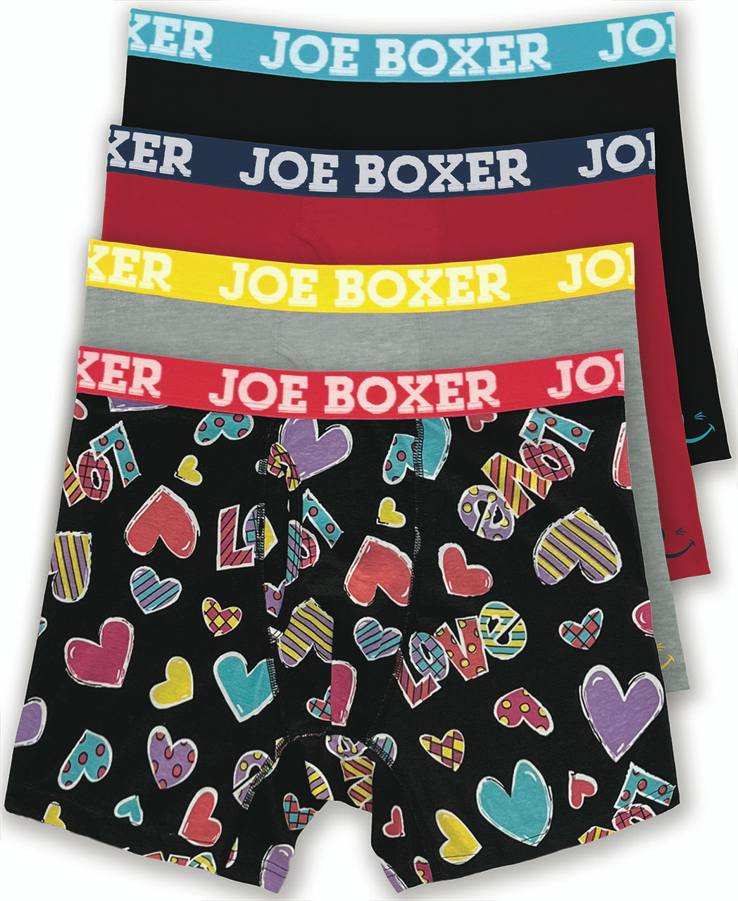 Joe Boxer 4-Pack Black/Gray Cotton Stretch Boxer Briefs