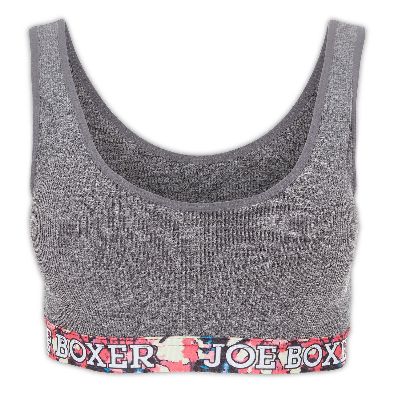 Joe Boxer 3-Piece Floral Tag Free Ribbed Logo Band Bra Set