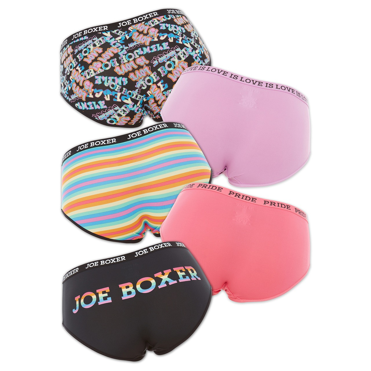 Joe Boxer Women's Hipster Underwear Panties Logo 3-Pair 1x Pink Black Lace