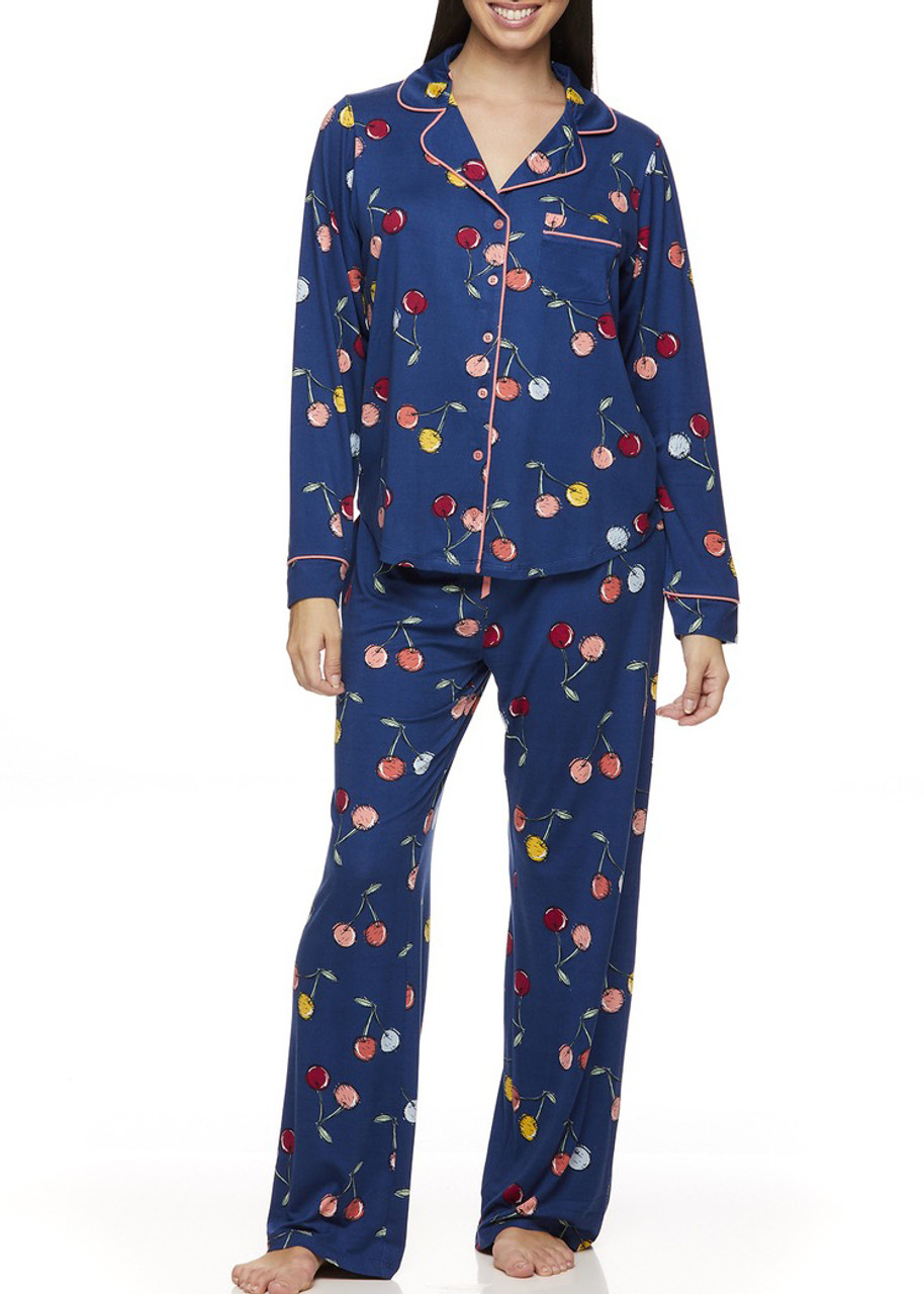 Navy Licky Dots Sleepwear Short Sleeve Jogger Pant Pajama Set