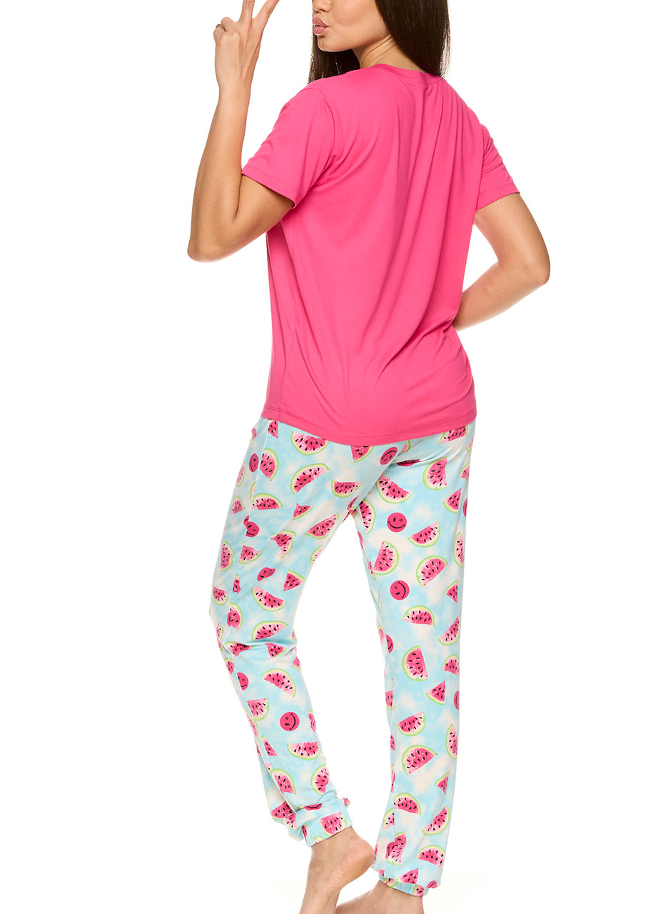 Pillow Talk Women's Jogger Pajama Pants Set with Pockets-Tie Dye and Stars-  XLarge 