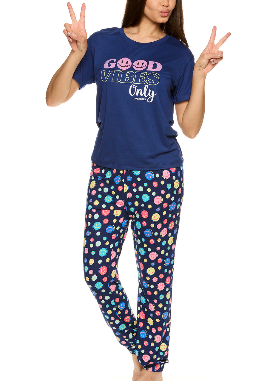 Joe Boxer Navy Licky Dots Sleepwear Short Sleeve Pant Pajama Set