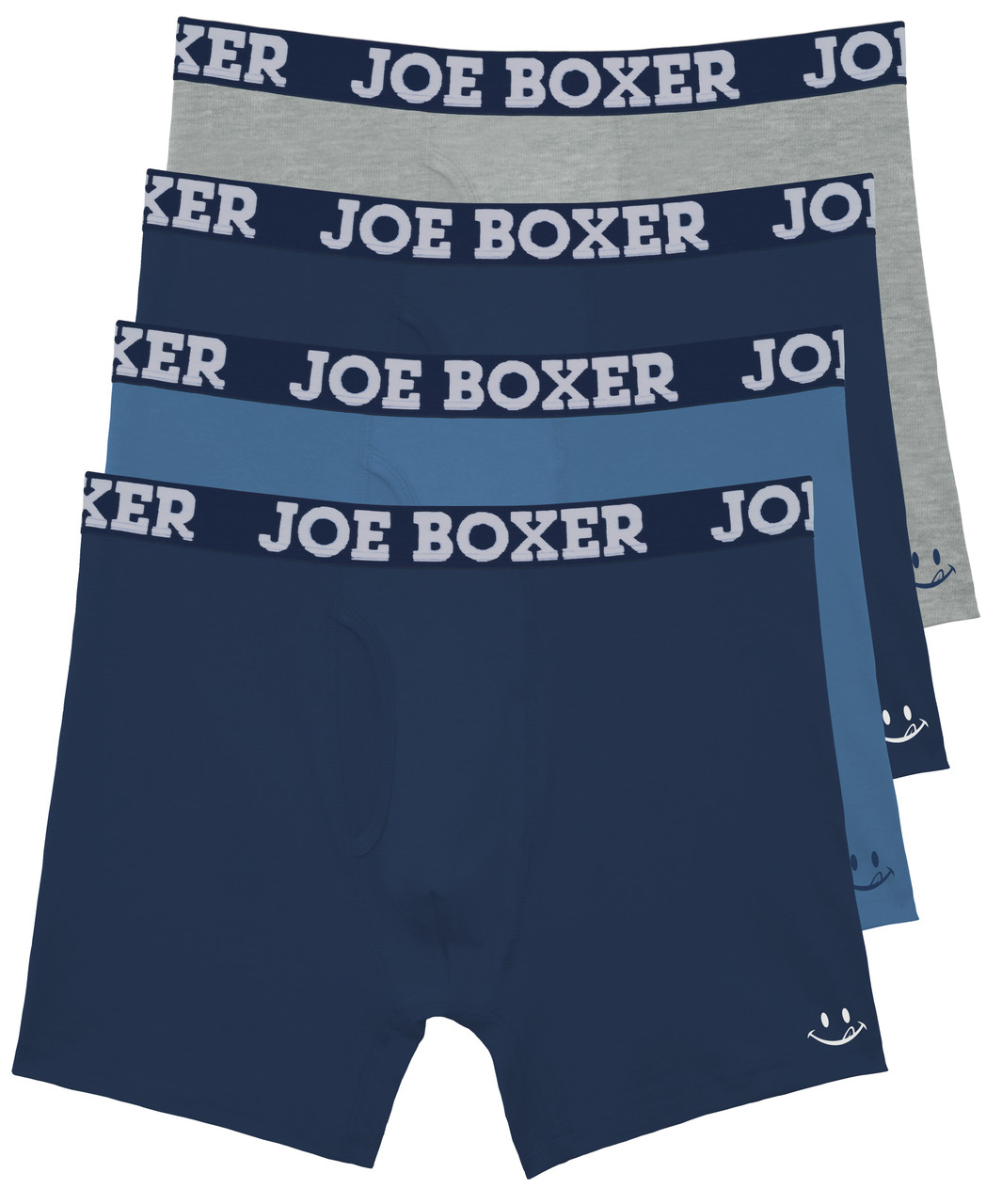 Joe Boxer Navy/Gray 4-Pack Solid Cotton Stretch Boxer Briefs