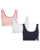 3-Pack Cotton Stretch Comfort Bra, Pink / Navy / White