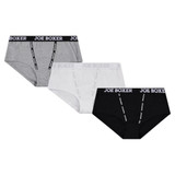 3-Pack Logo Band Cotton Stretch Boy Shorts, Gray / White / Black
