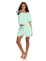 Debossed Tee & Short Sleep Set, Green