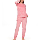 Burnout Velour All Over Print Pant Set, Candy Pink