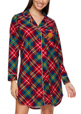 Red Plaid Long Sleeve Pajama Sleep Shirt