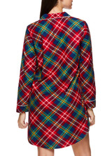 Red Plaid Long Sleeve Pajama Sleep Shirt