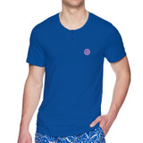 Classic Blue Upside Down Licky Logo Super Soft Short-Sleeve Henley