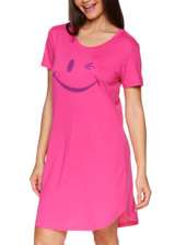 Bright Pink Short Sleeve Dorm Pajama Sleep Shirt