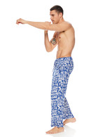 Blue "Retro Vibes" Open-Leg Lounge Pants