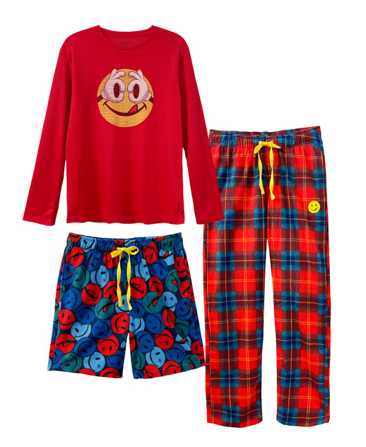 Red Tartan Plaid 3 Piece Pajama Set