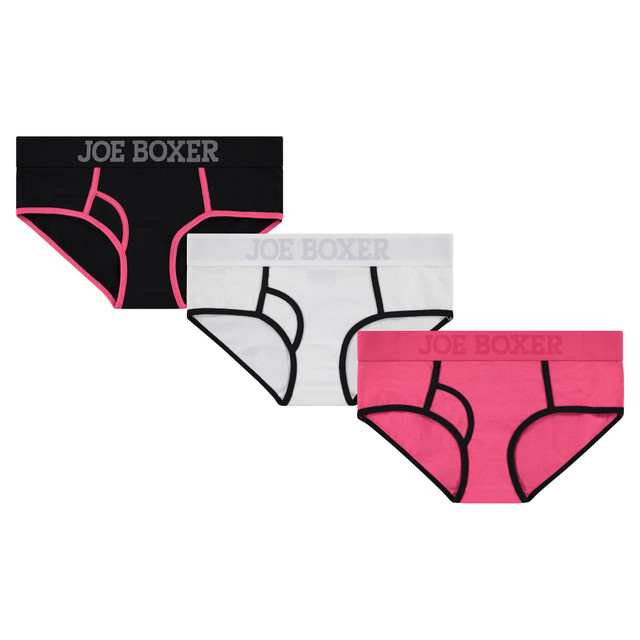 3-Pack Cotton Stretch Logo Band Hipster, Pink / White / Black