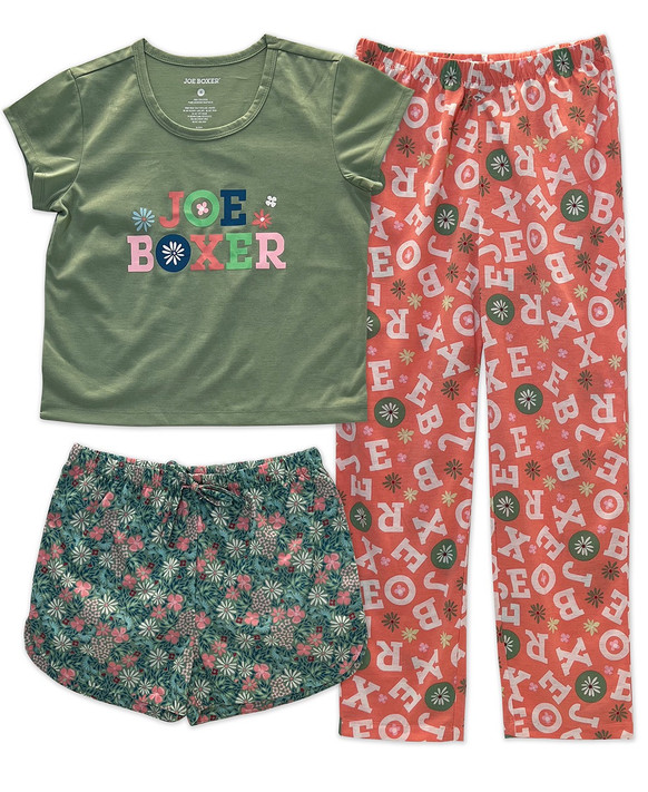 Youth Graphic Tee, All Over Print Shorts & Pant Set, Basil