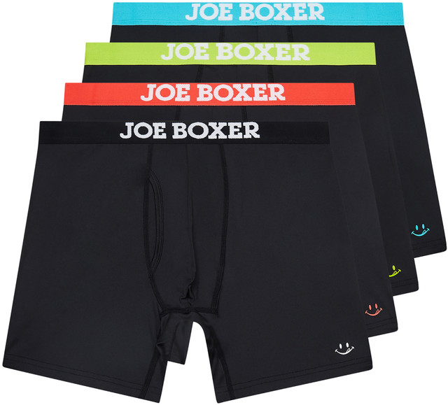 Solid Black 4-Pack Microfiber Boxer Briefs