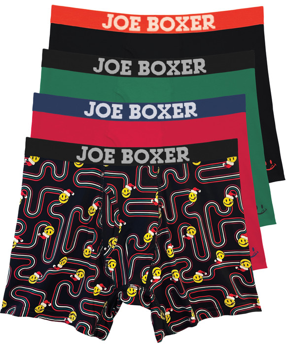 Red/Green 4-Pack Festive Cheer Microfiber Boxer Briefs