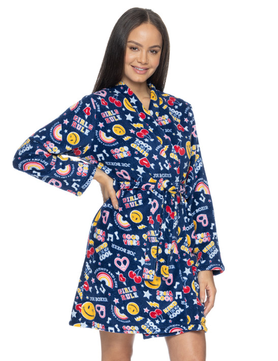 Navy All Over Print Winky Lounge Robe