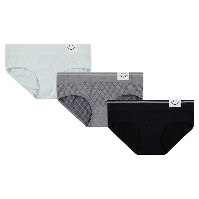 3-Pack Seamless Jacquard Boy Shorts, Mint / Gray / Black