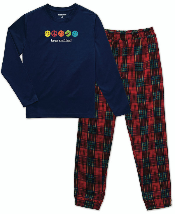 Youth Graphic Shirt & Plaid Pant Loungewear Set