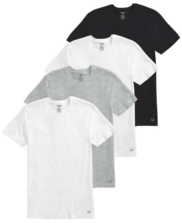 4-Pack Cotton Crew Neck Undershirts, Monochrome