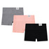 3-Pack Ribbed Seamless Boy Shorts, Pink / Gray / Black