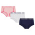 3-Pack Logo Band Cotton Stretch Boy Shorts, Pink / White / Blue