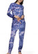 Velour Tie Dye Print Embroidered Pant Set, Navy