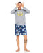 Blue Tartan Plaid 3 Piece Pajama Set