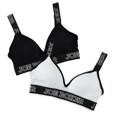 Joe Boxer 2-Pack Seamless Solid Microfiber Logo Bra