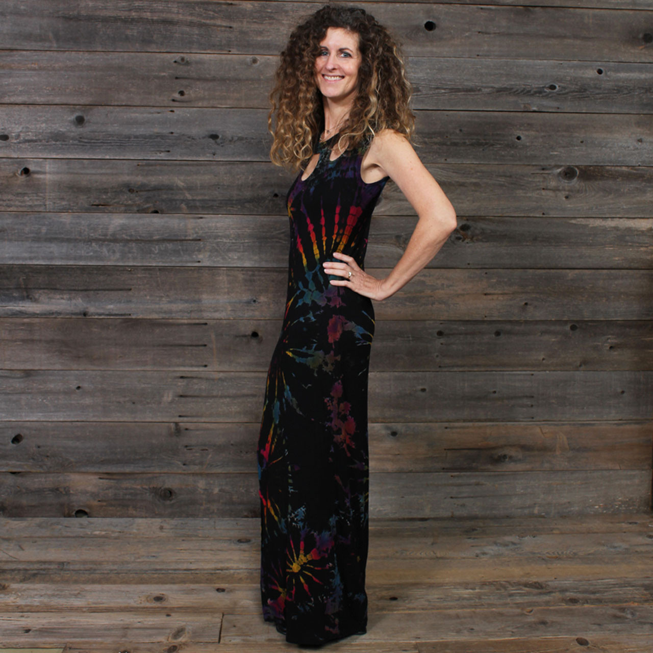 tie dye a line dress NumberSea-A-Line Cocktail Dresses Plus Size Dress Wedding Guest Tea Length  Short Sleeve V Neck Satin with Sleek Pleats Pure Color main image 0