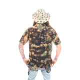 FOREST SHIRT Cotton Tie Dye Mandarin Collar Short Sleeve Shirt