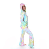 MIRACLE HOODY Cotton Lycra Pastel Tie Dye Grateful Dead Hoody w/ SYF Print