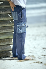 RICHIE PANTS Cotton Stonewash Cargo Pants Striped & Solid