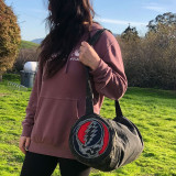 Grateful Dead Steal Your Face Cotton Stonewash Duffle Bag W/ Outside Zipper Pocket