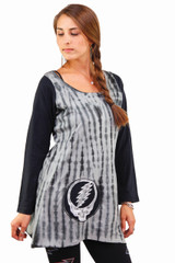Grateful Dead Cotton Tie Dye Mini Dress With Cut Out And Embroidered Steal Your Face