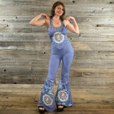 LOOSE LUCY PANTS Grateful Dead Cotton Lycra Razor Cut Tie Dye w/ Embroidered Steal your Face Tonal Mandala Booty Pants