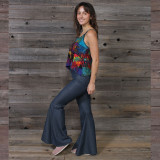 WILD RAINBOW TOP Spandex Rayon Mudmee Tie Dye Patchwork Flowy Crop Tank Top