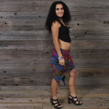 MAGNETIZED SKIRT Spandex Rayon Mudmee Tie Dye Double Angle Cut Short Long Mini Skirt