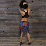 MAGNETIZED SKIRT Spandex Rayon Mudmee Tie Dye Double Angle Cut Short Long Mini Skirt