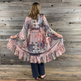 WALK IN THE PARK DUSTER - Rayon Pastel Faux Patchwork Print Janis Duster