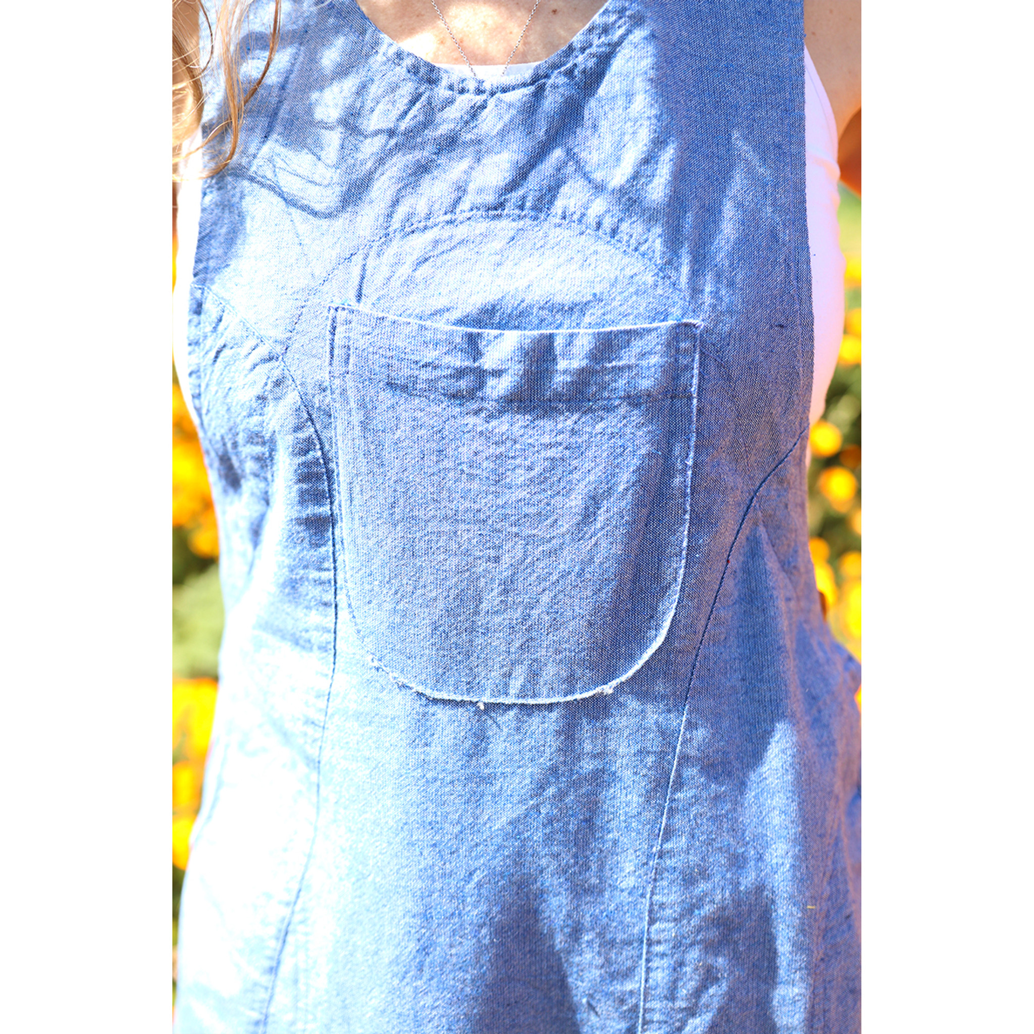 HOLLY DRESS Cotton Enzyme Washed Overall Mini Dress w/Pockets