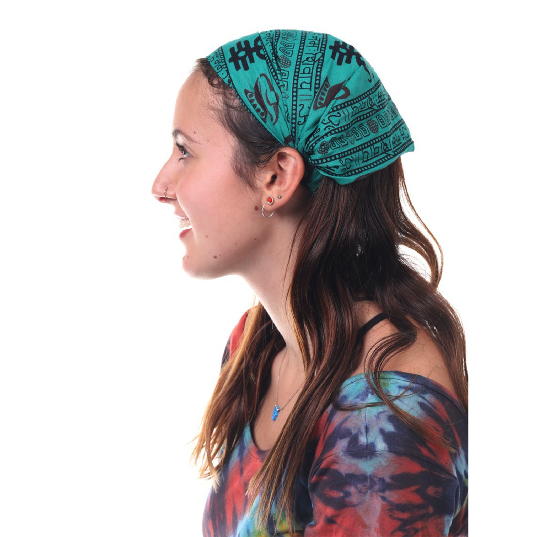 Tibetan Prayer Headband Cotton Headband With Tibetan Prayer Print - SOLD SINGLEY