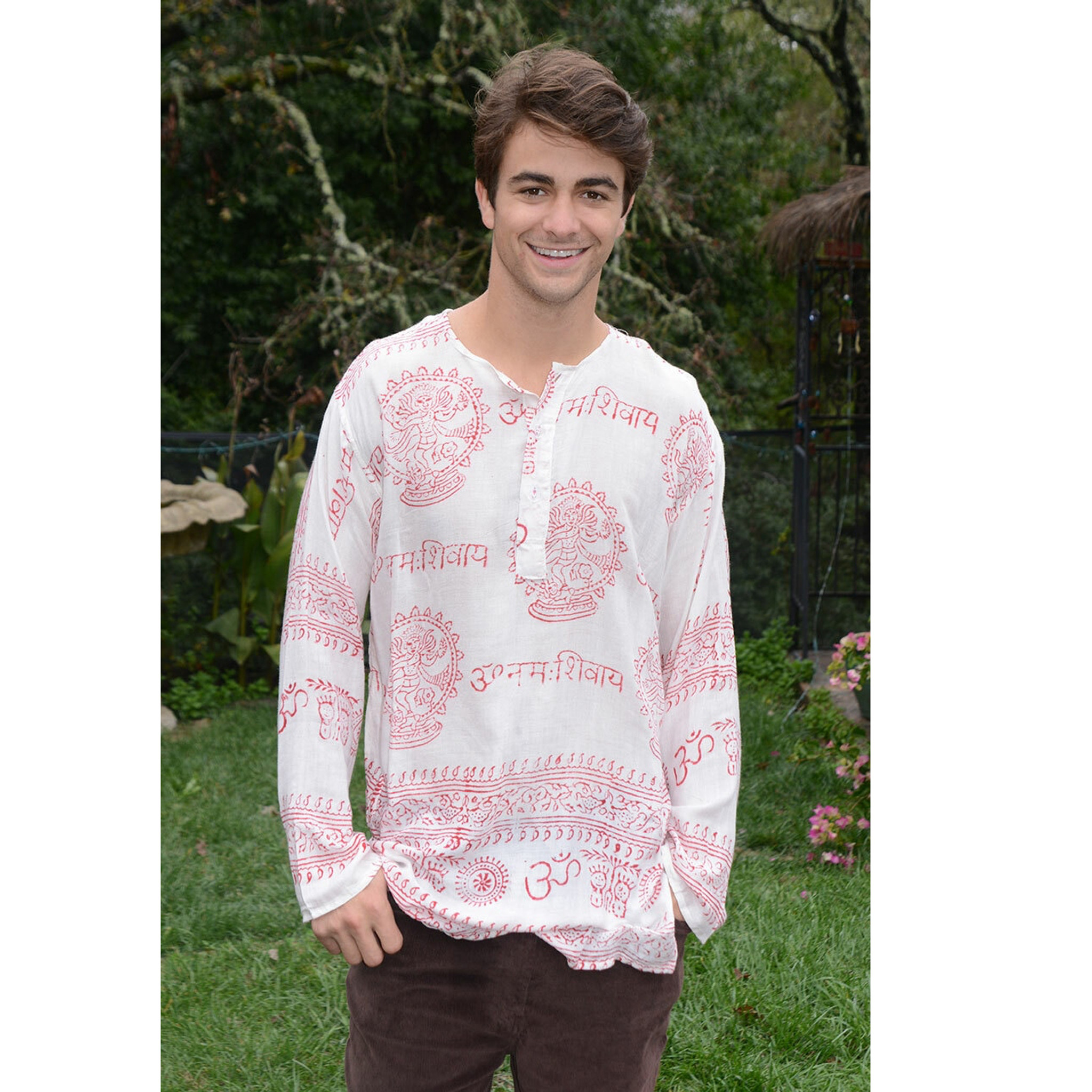 TAYLOR SHIRT Light Weight Cotton Ram Nam 3 Button Long Sleeve Unisex Kurtha