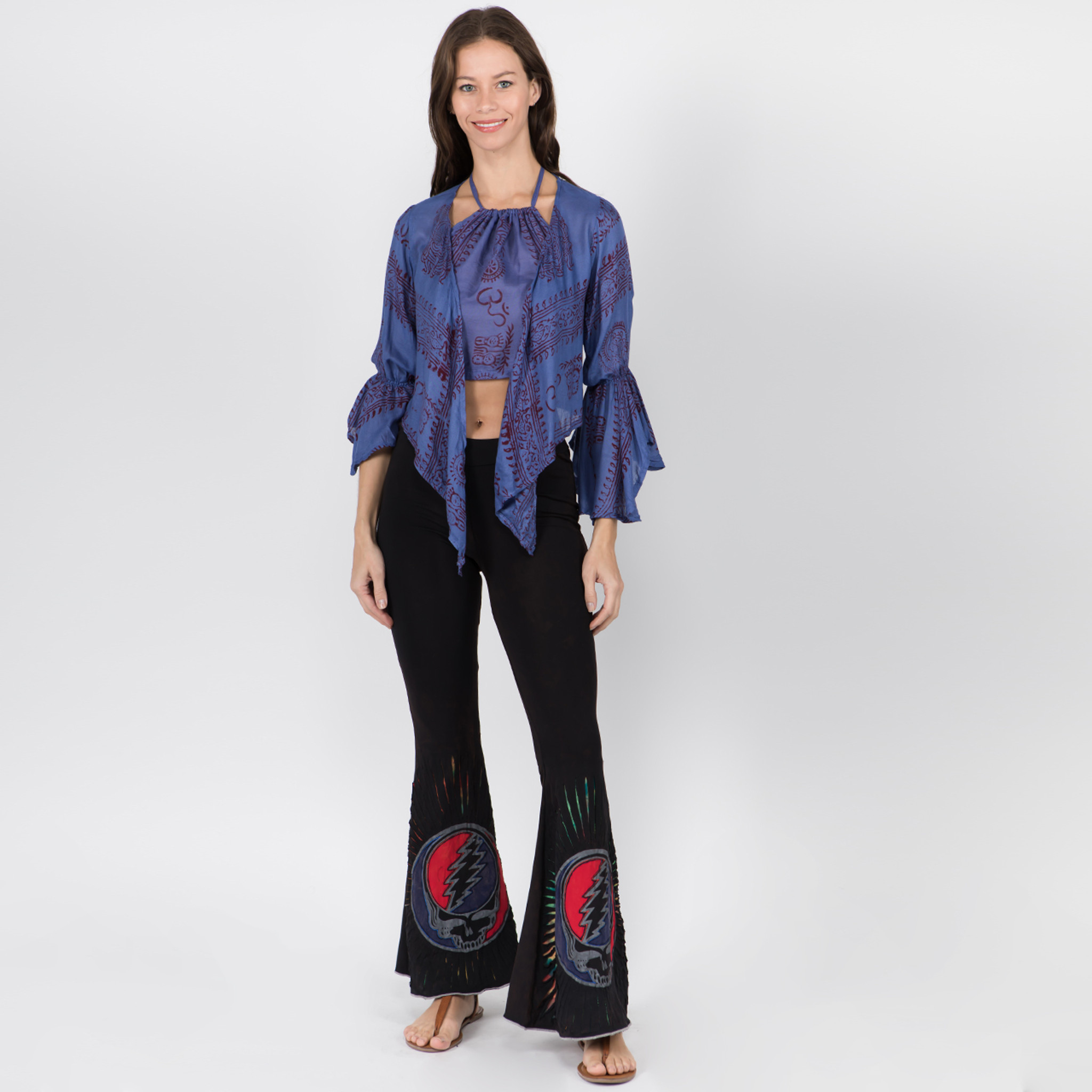 RAYIA TOP Rayon Wrap Top With Unique Ohm Print