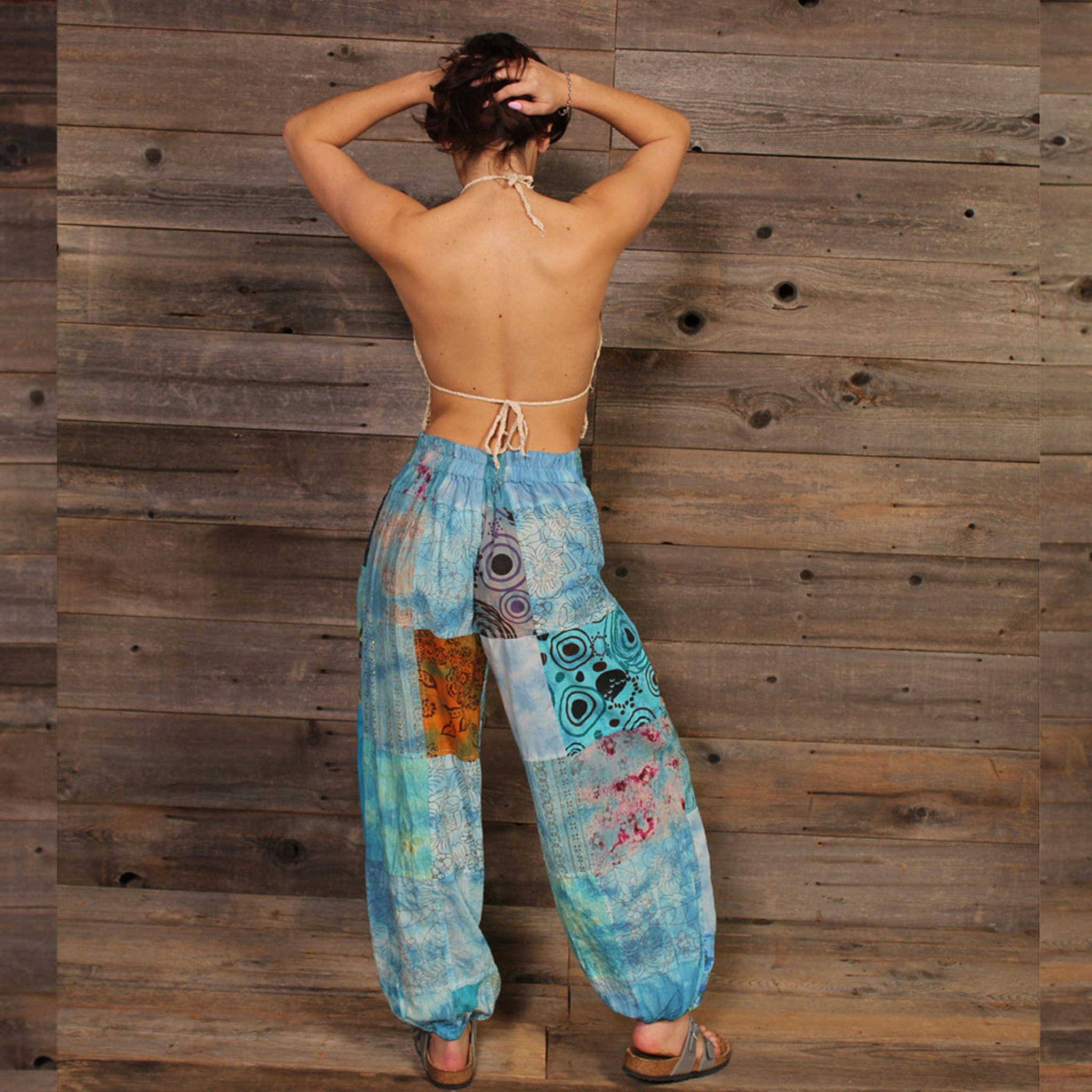 ASHBURY PANTS Jaipuri Patchwork Tie Dye Harem Pants w/ Pockets