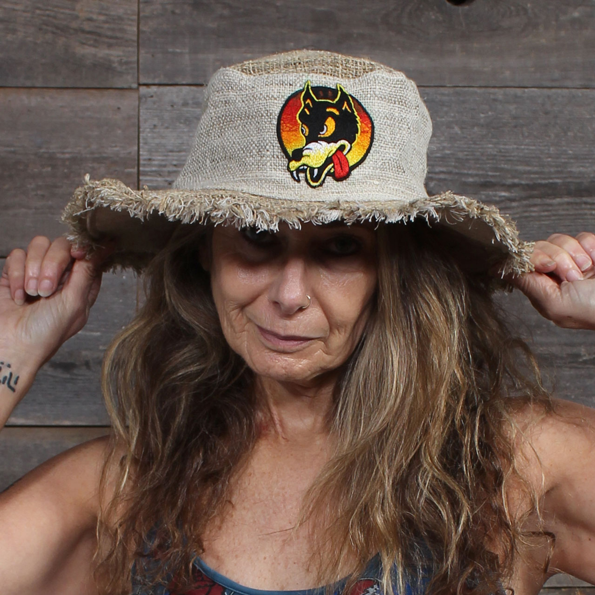 Hemp Hat with Grateful Dead Dire Wolf Embroidery