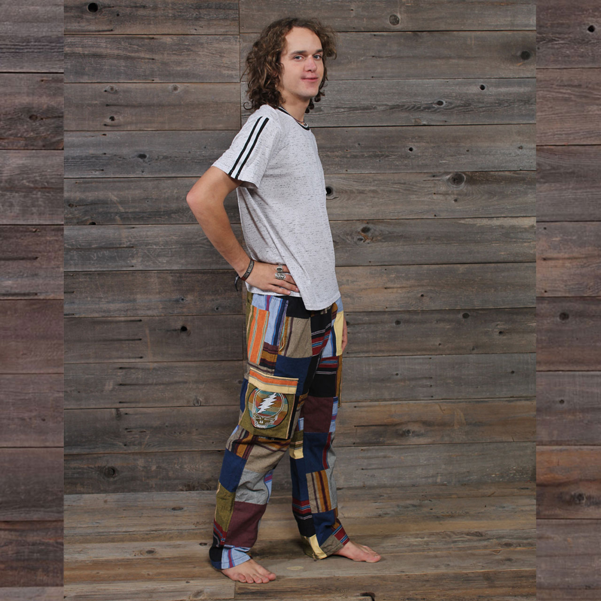 MY OL' BUDDY PANTS Cotton Khadar men's (unisex) patchwork pants with tonal SYF embroidery