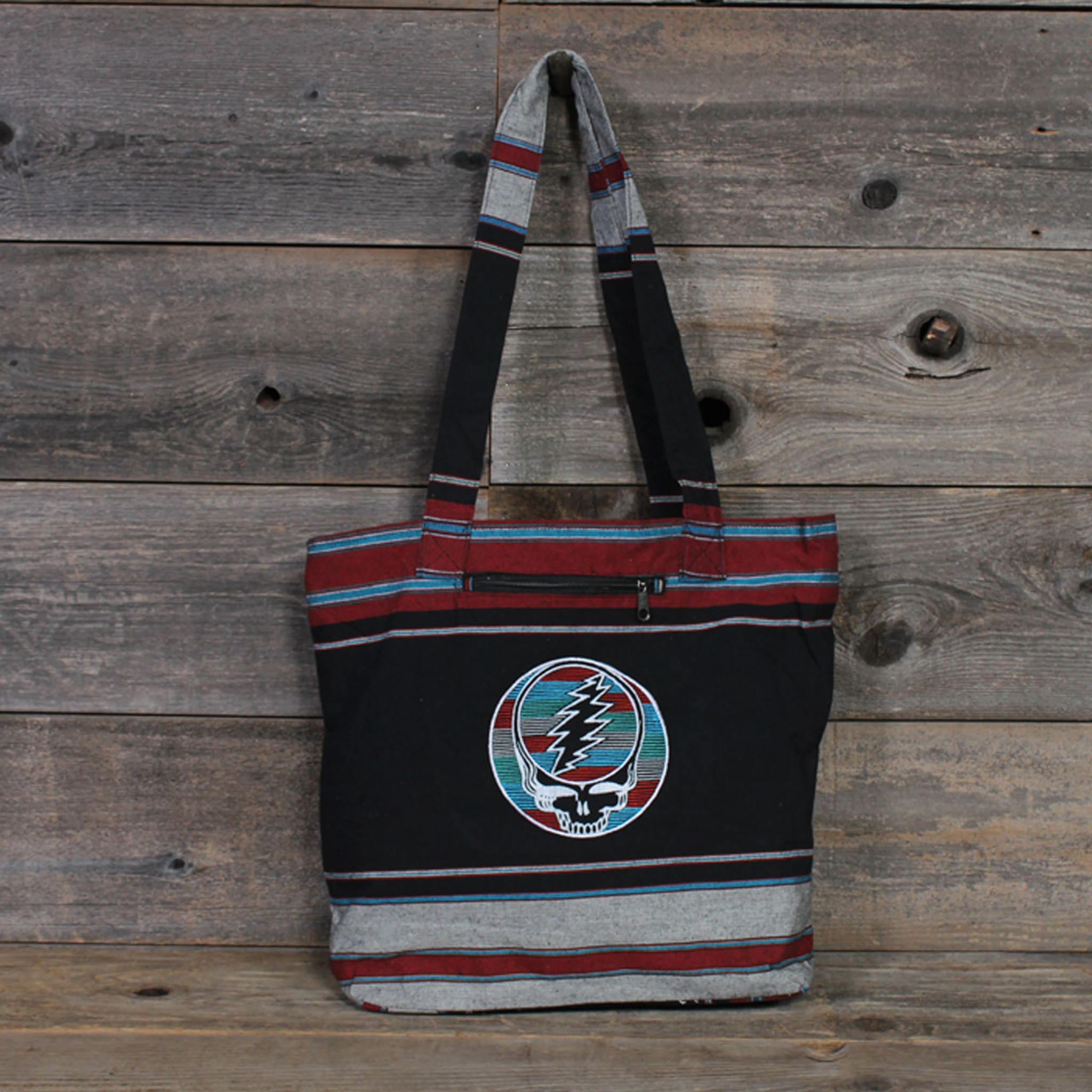 Cotton Khadar Tote Bag With Tonal Grateful Dead Steal Your Face Embroidery